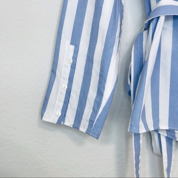 Zara Trafaluc Stripes Nautical Collar Wrap Summer Blouse Top - Picture 11 of 14